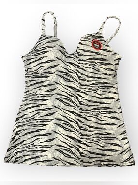 New York & Company Black and White Zebra Tank Top